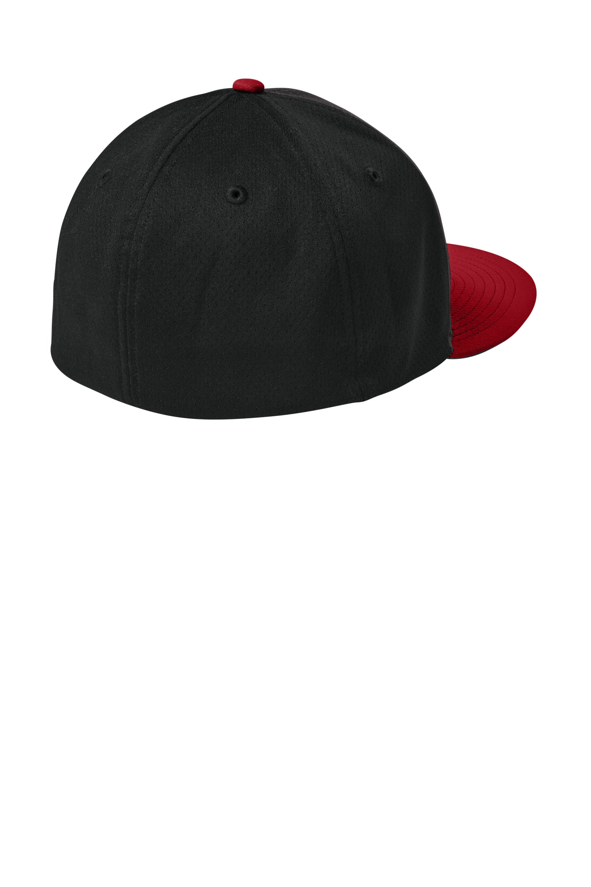 Sport-Tek Hats STC70 Mens Impact Mesh Stretch-Tek Hat Black/Deep Red/Black Flat Back