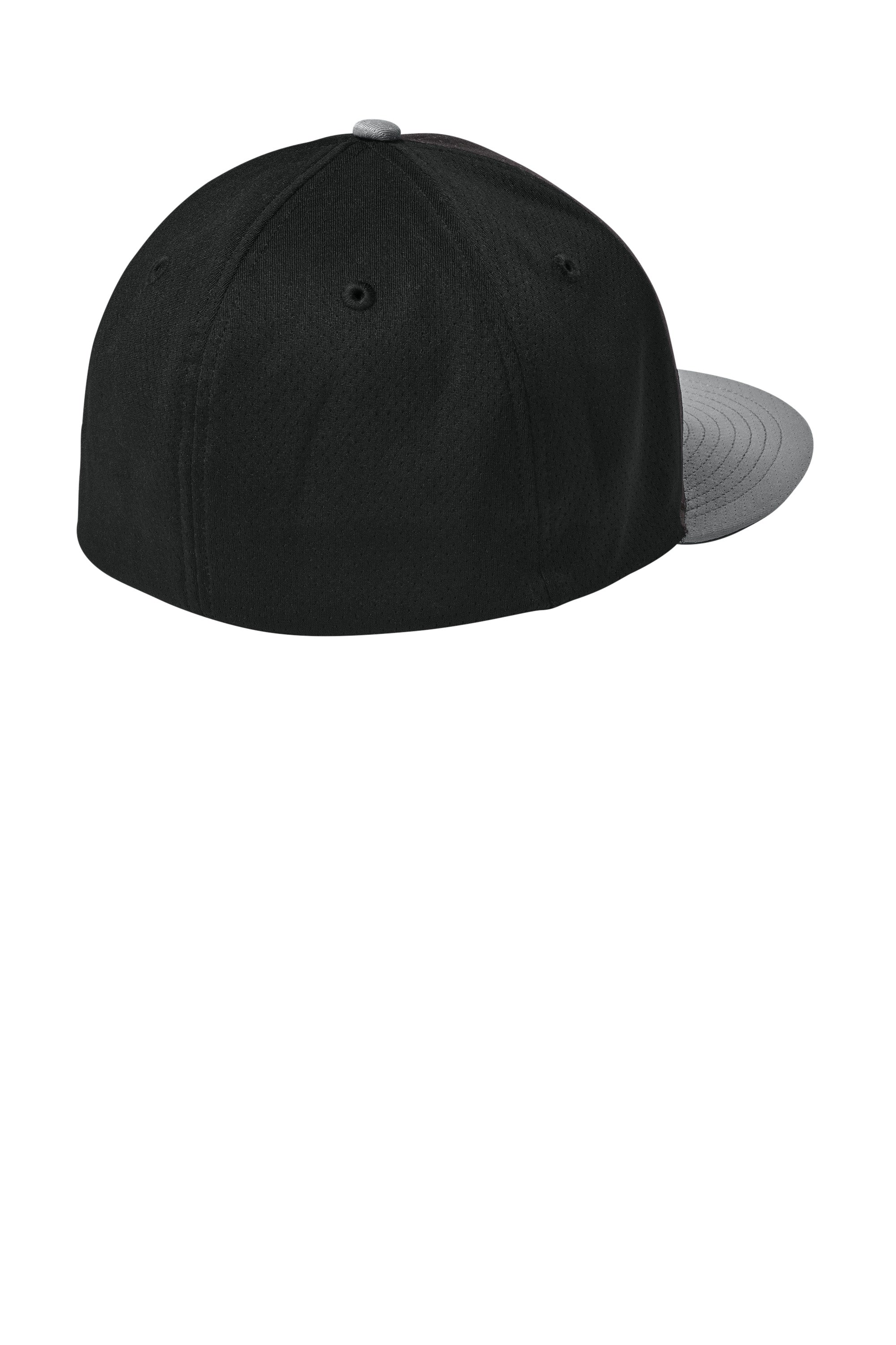 Sport-Tek Hats STC70 Mens Impact Mesh Stretch-Tek Hat Black/Silver Grey/Black Flat Back