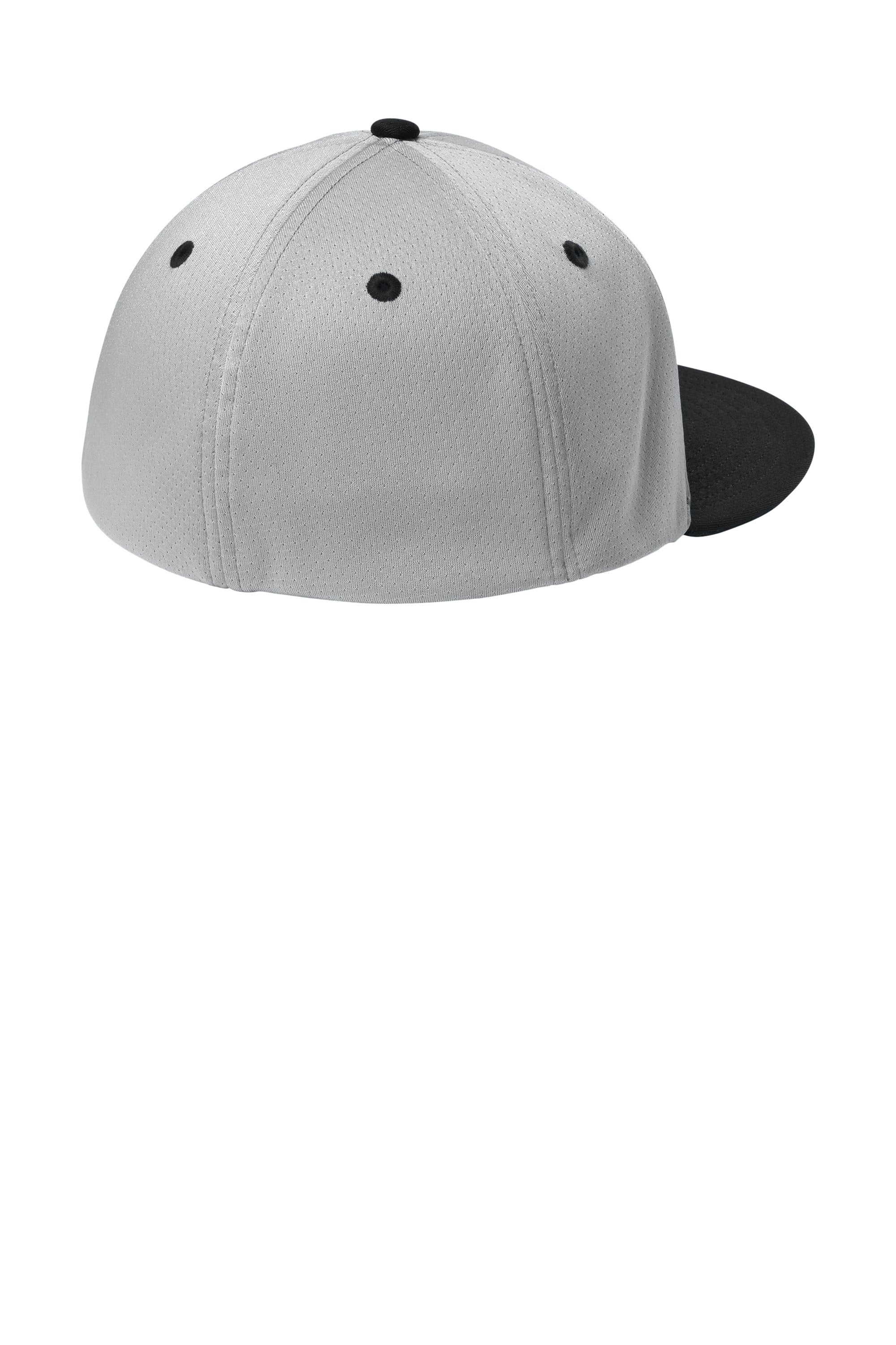 Sport-Tek Hats STC70 Mens Impact Mesh Stretch-Tek Hat Silver Grey/Black/Silver Grey Flat Back