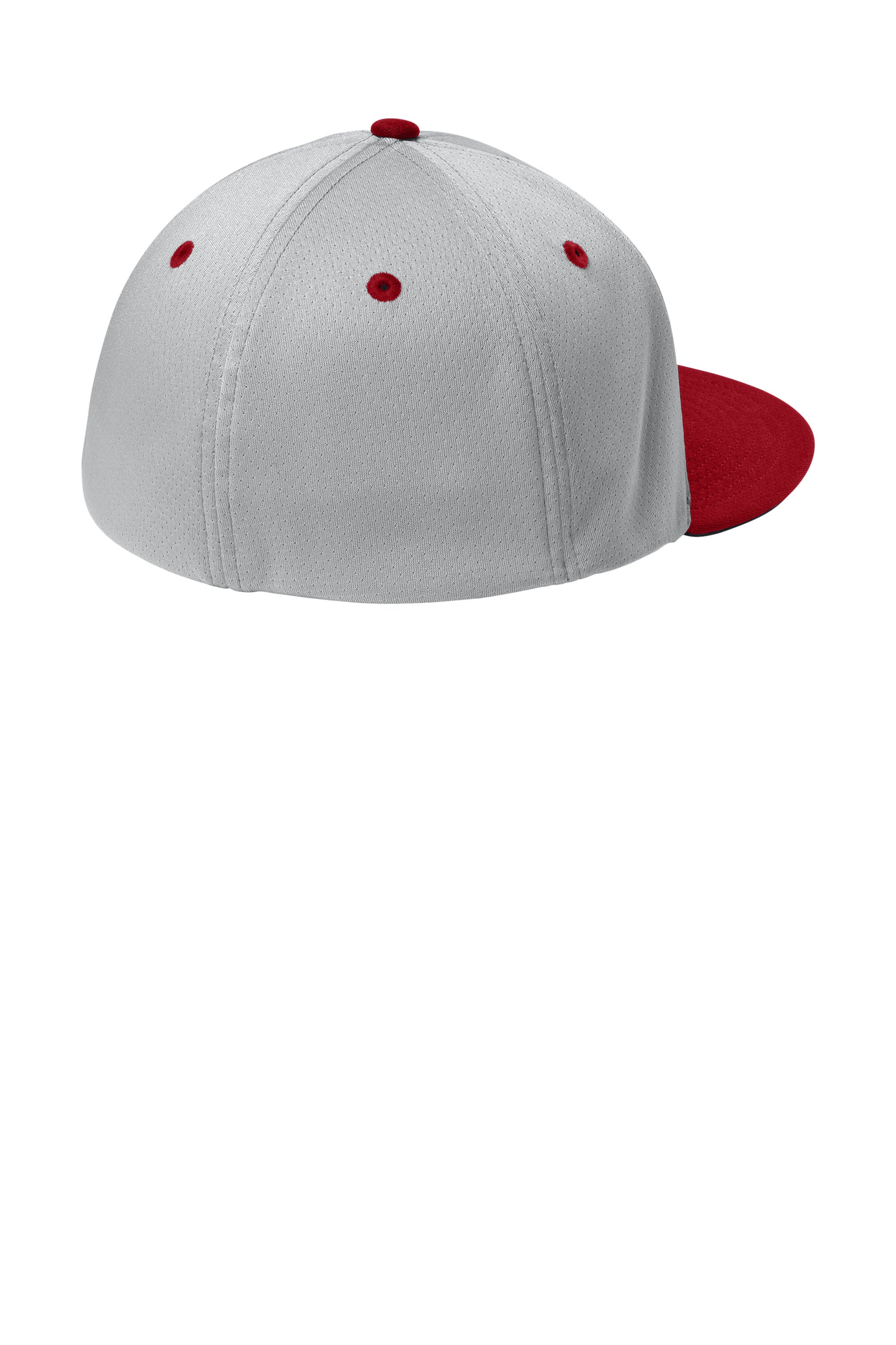 Sport-Tek Hats STC70 Mens Impact Mesh Stretch-Tek Hat Silver Grey/Deep Red/Silver Grey Flat Back