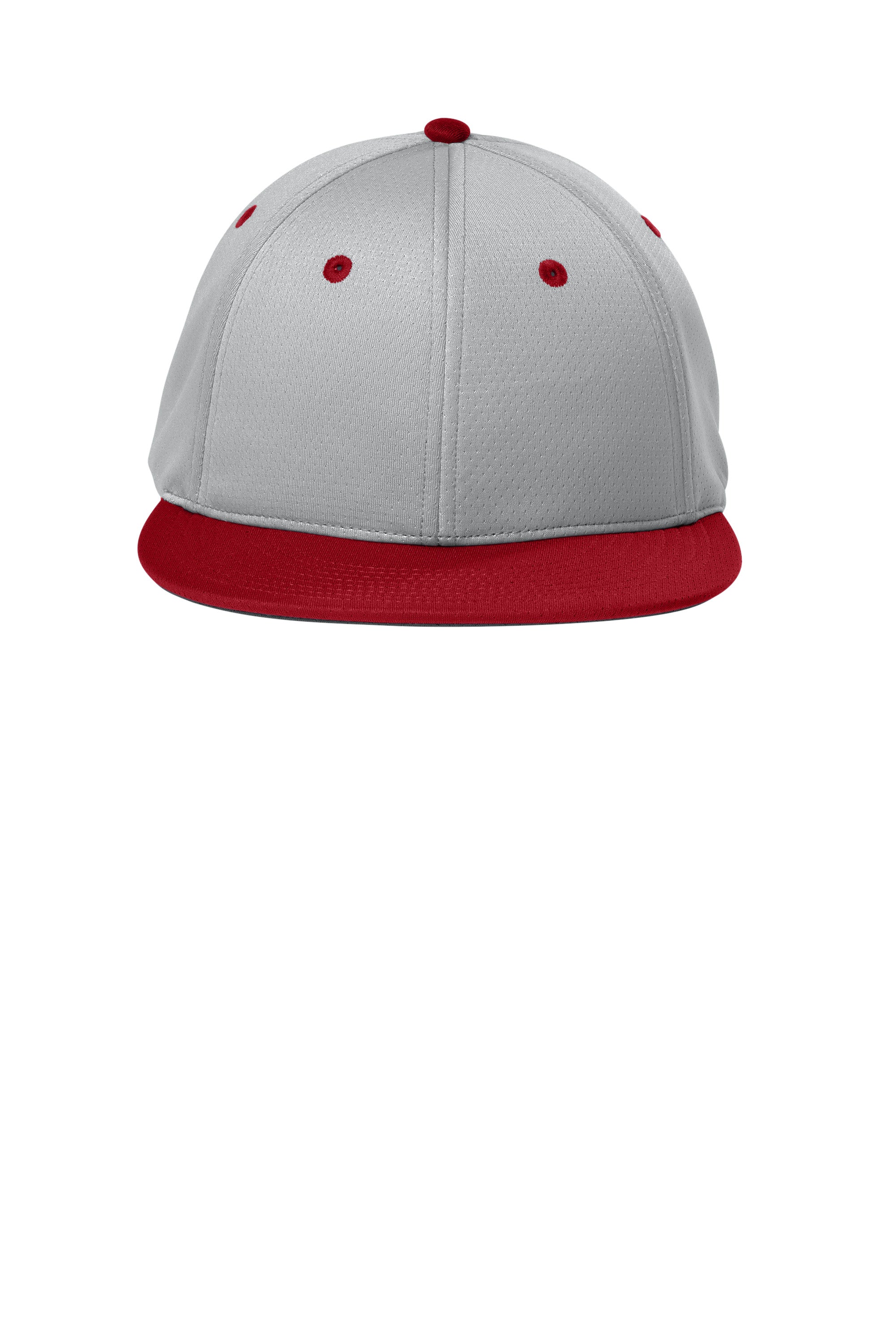 Sport-Tek Hats STC70 Mens Impact Mesh Stretch-Tek Hat Silver Grey/Deep Red/Silver Grey Flat Front