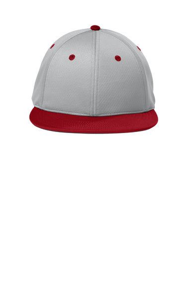Sport-Tek Hats STC70 Mens Impact Mesh Stretch-Tek Hat Silver Grey/Deep Red/Silver Grey Flat Front