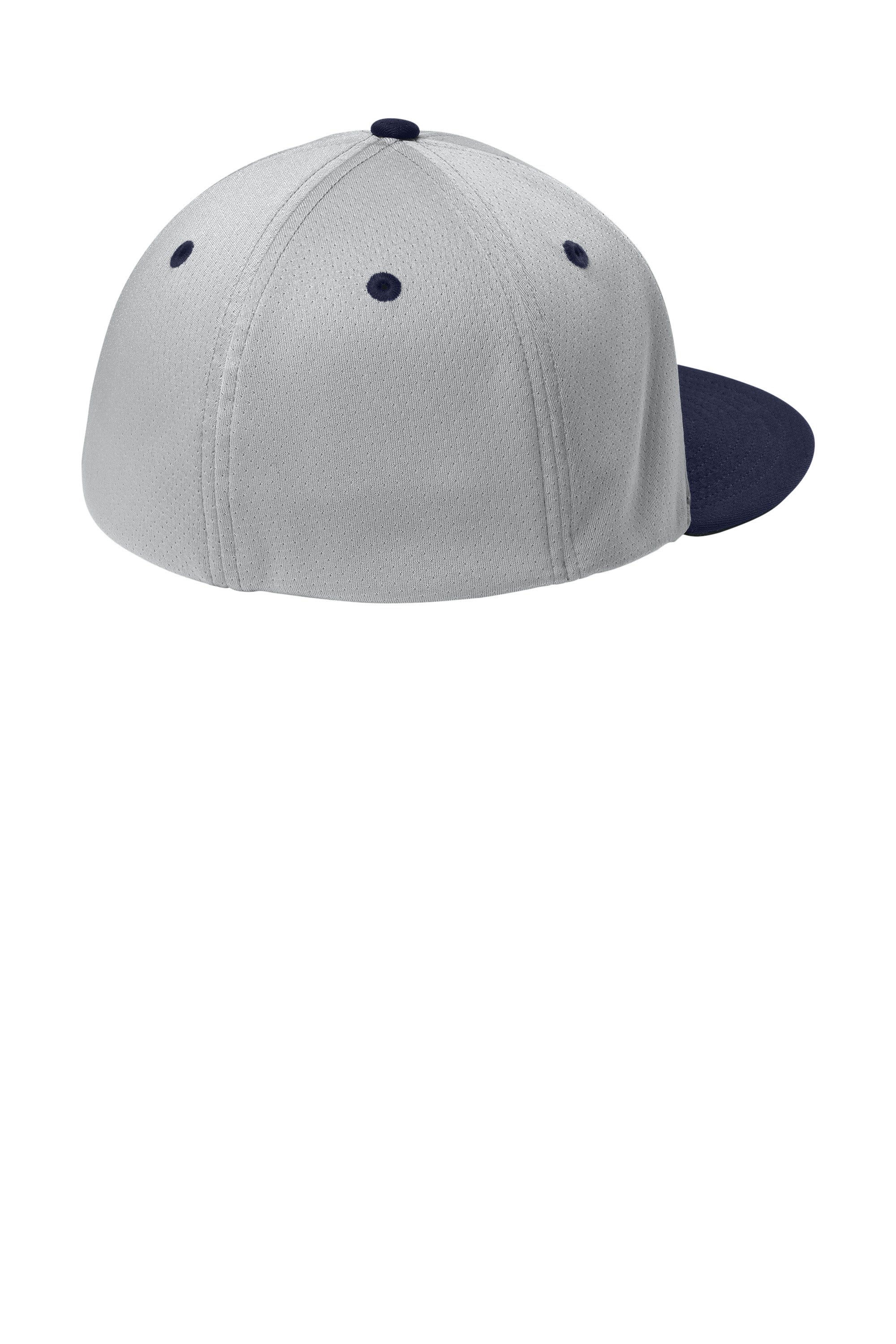 Sport-Tek Hats STC70 Mens Impact Mesh Stretch-Tek Hat Silver Grey/True Navy Blue/Silver Grey Flat Back