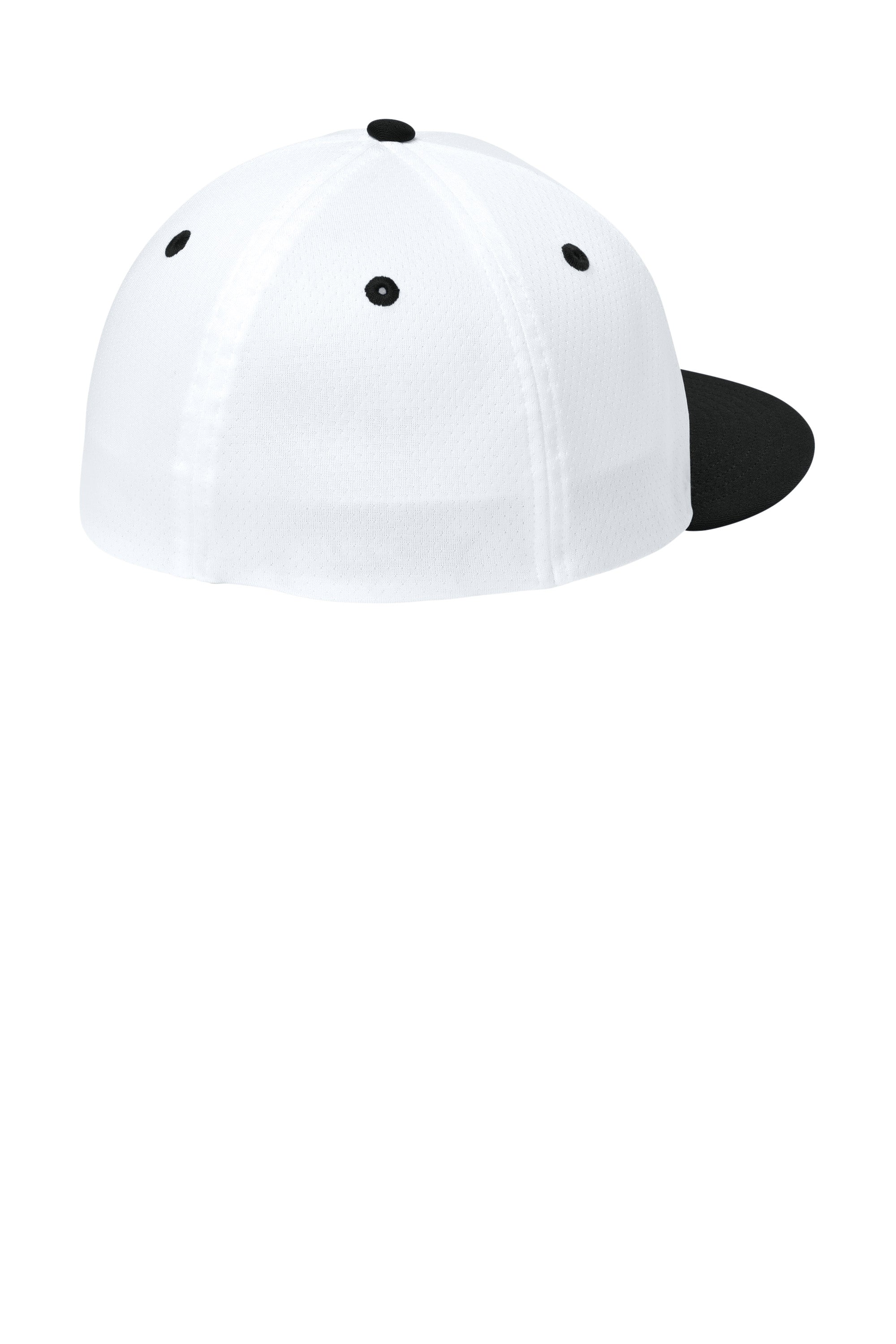 Sport-Tek Hats STC70 Mens Impact Mesh Stretch-Tek Hat White/Black/White Flat Back