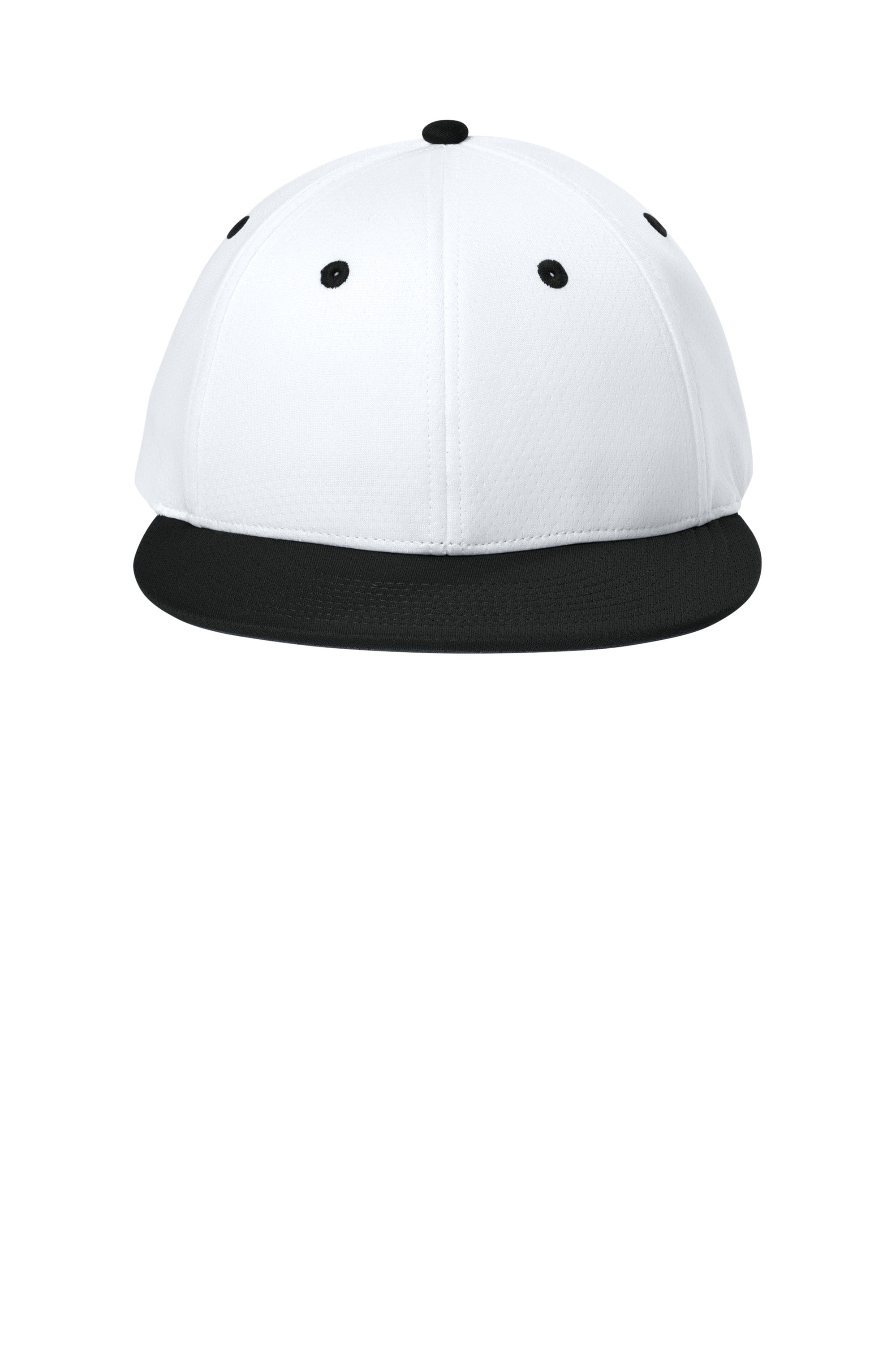 Sport-Tek Hats STC70 Mens Impact Mesh Stretch-Tek Hat White/Black/White Flat Front