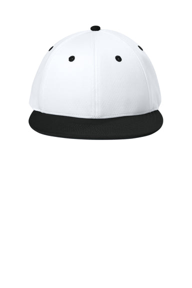 Sport-Tek Hats STC70 Mens Impact Mesh Stretch-Tek Hat White/Black/White Flat Front