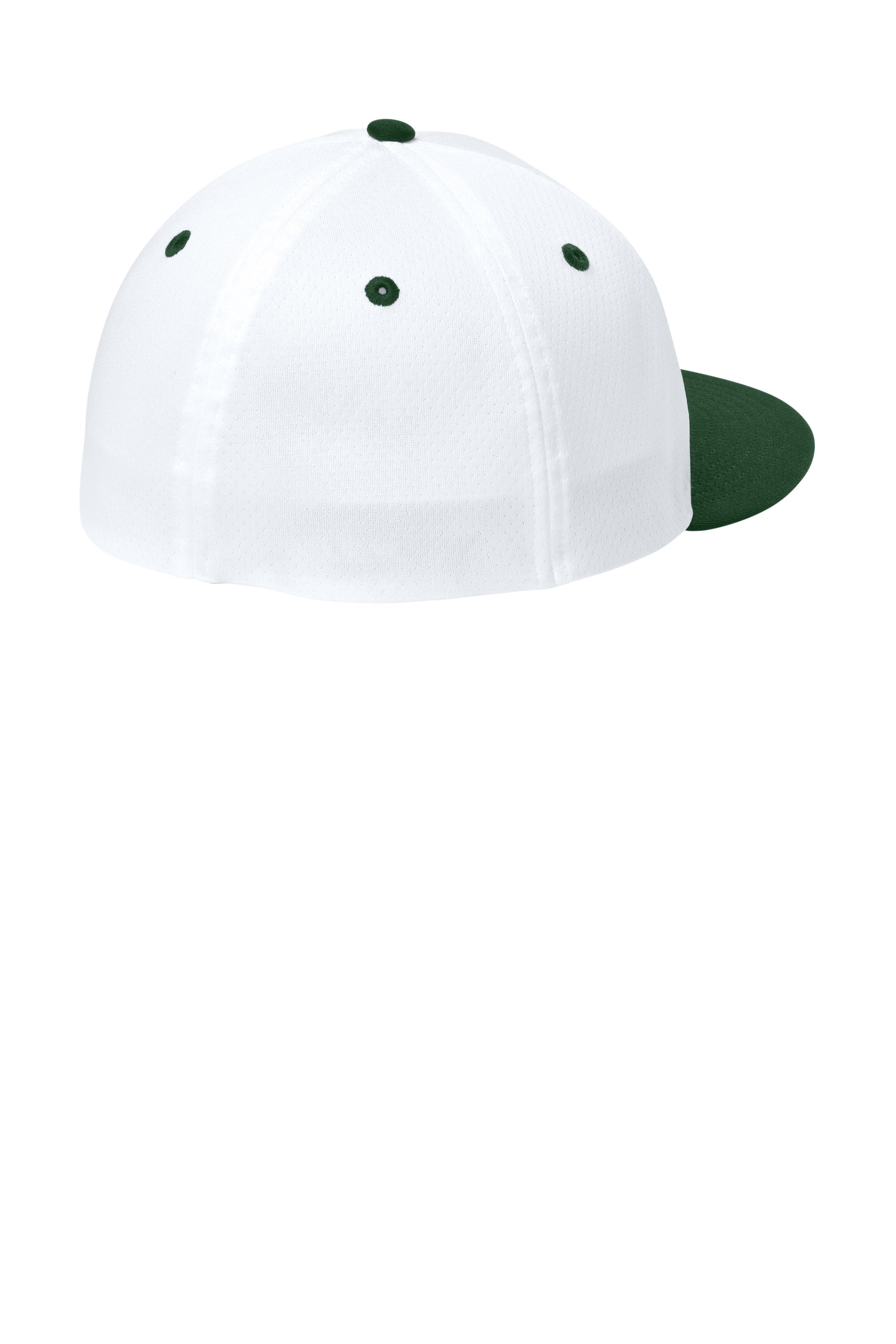 Sport-Tek Hats STC70 Mens Impact Mesh Stretch-Tek Hat White/Forest Green/White Flat Back