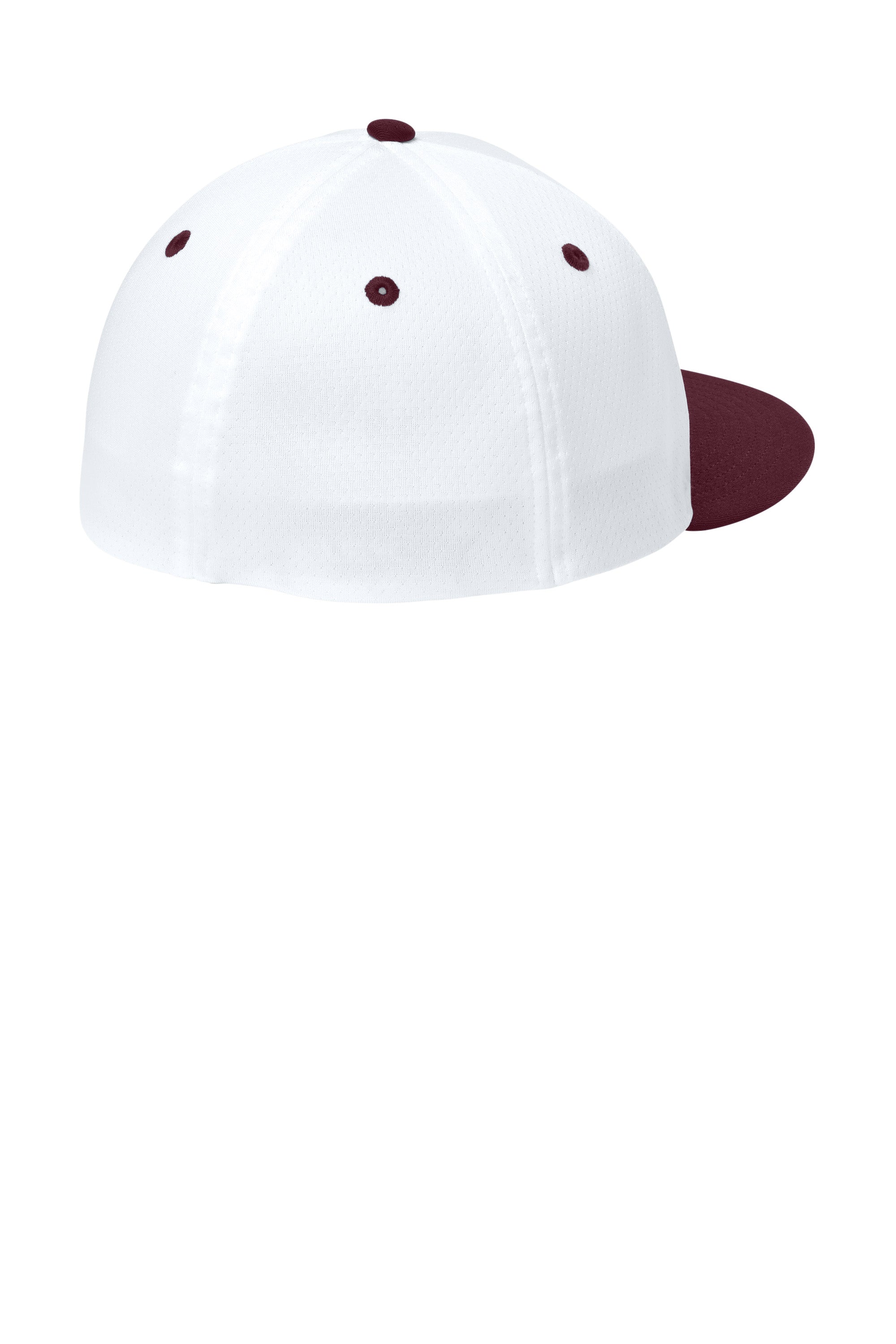 Sport-Tek Hats STC70 Mens Impact Mesh Stretch-Tek Hat White/Maroon/White Flat Back