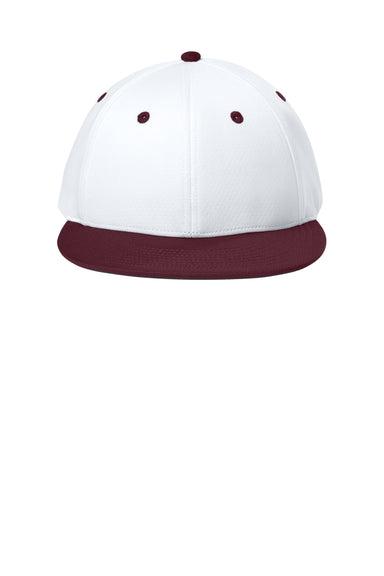 Sport-Tek Hats STC70 Mens Impact Mesh Stretch-Tek Hat White/Maroon/White Flat Front