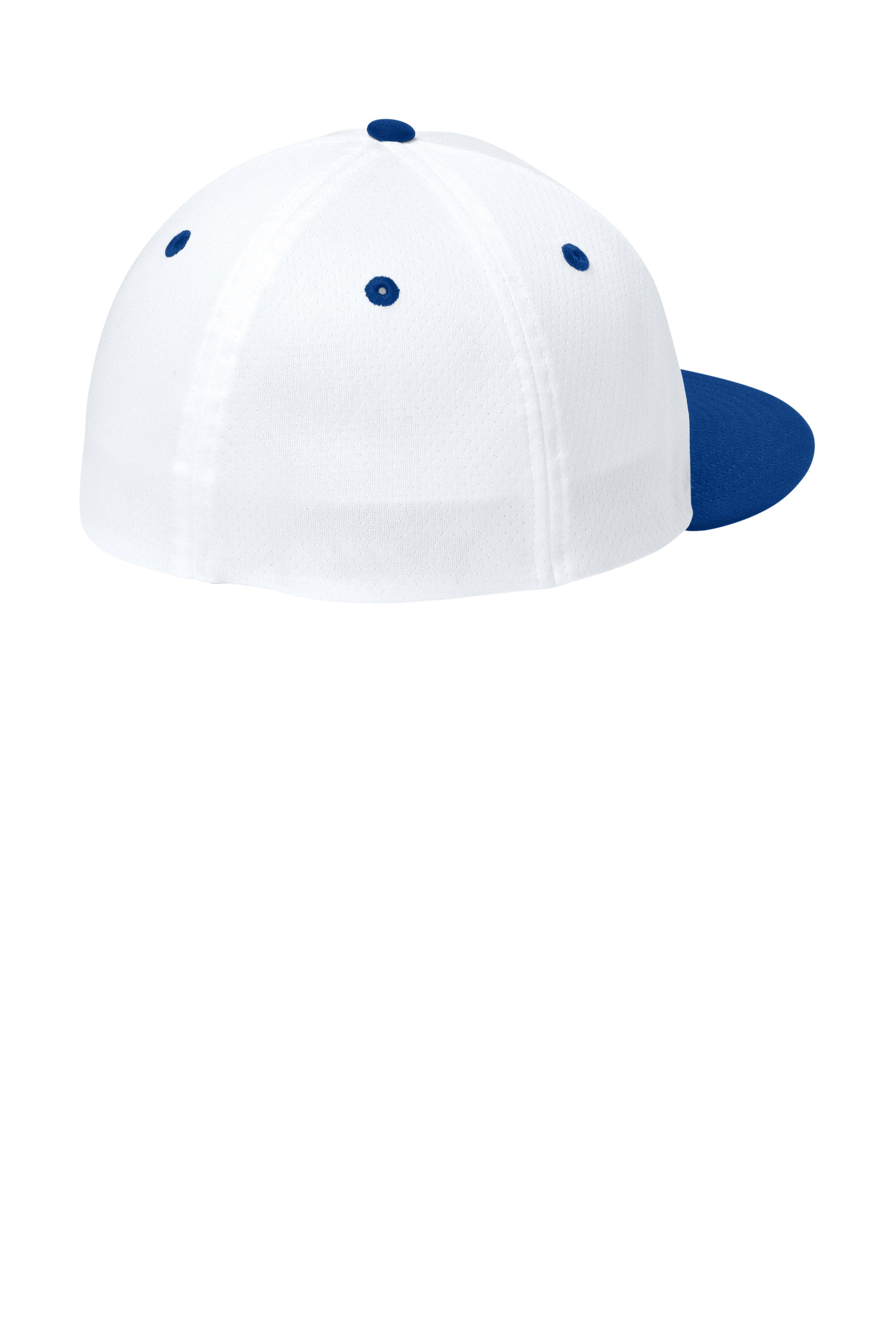 Sport-Tek Hats STC70 Mens Impact Mesh Stretch-Tek Hat White/True Royal Blue/White Flat Back