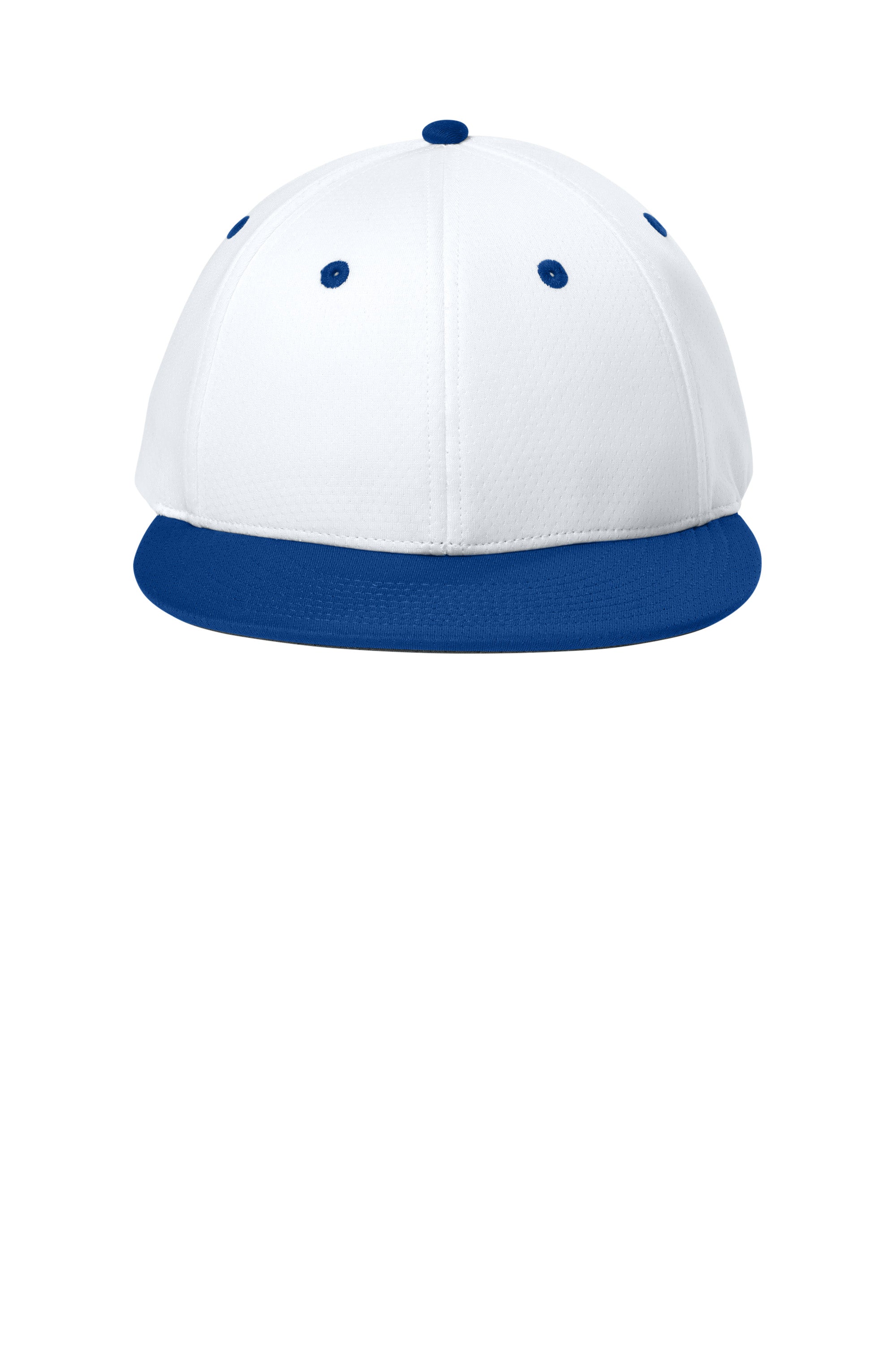 Sport-Tek Hats STC70 Mens Impact Mesh Stretch-Tek Hat White/True Royal Blue/White Flat Front