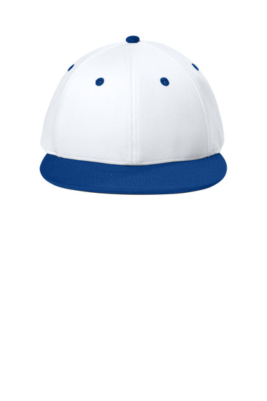 Sport-Tek Hats STC70 Mens Impact Mesh Stretch-Tek Hat White/True Royal Blue/White Flat Front