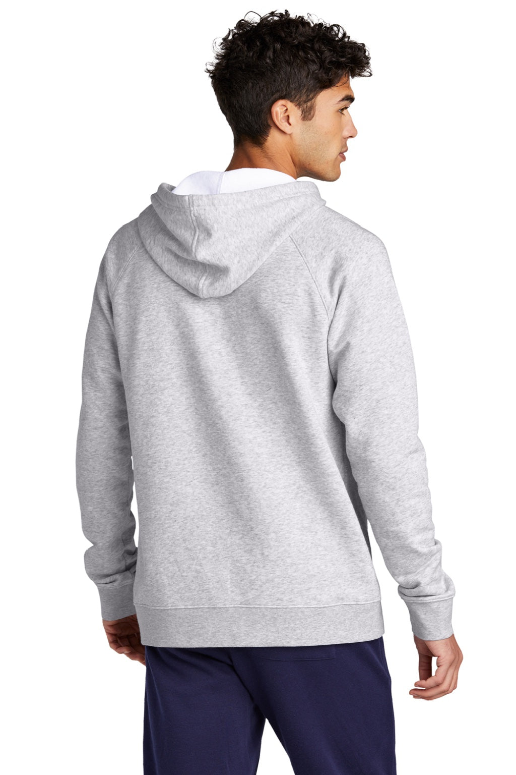 Sport-Tek STF200 Mens Drive Fleece Hooded Sweatshirt Hoodie w/ Pouch Pocket Heather Grey Model Back