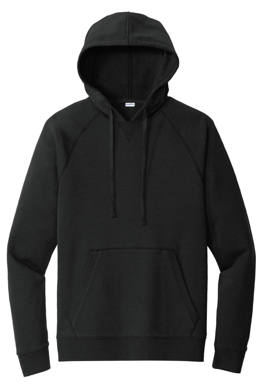 Sport-Tek STF200 Mens Drive Fleece Hooded Sweatshirt Hoodie w/ Pouch Pocket Black Flat Front