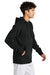 Sport-Tek STF200 Mens Drive Fleece Hooded Sweatshirt Hoodie w/ Pouch Pocket Black Model Side