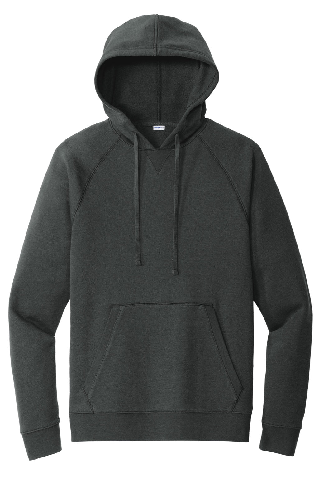 Sport-Tek STF200 Mens Drive Fleece Hooded Sweatshirt Hoodie w/ Pouch Pocket Charcoal Grey Flat Front