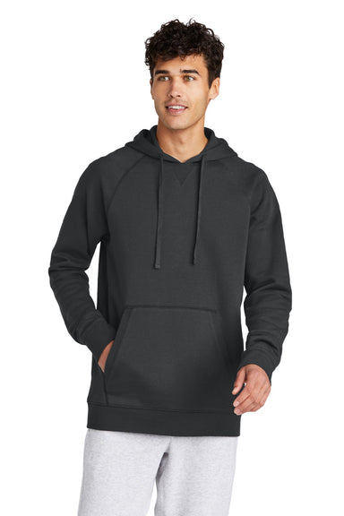 Sport-Tek STF200 Mens Drive Fleece Hooded Sweatshirt Hoodie w/ Pouch Pocket Charcoal Grey Model Front