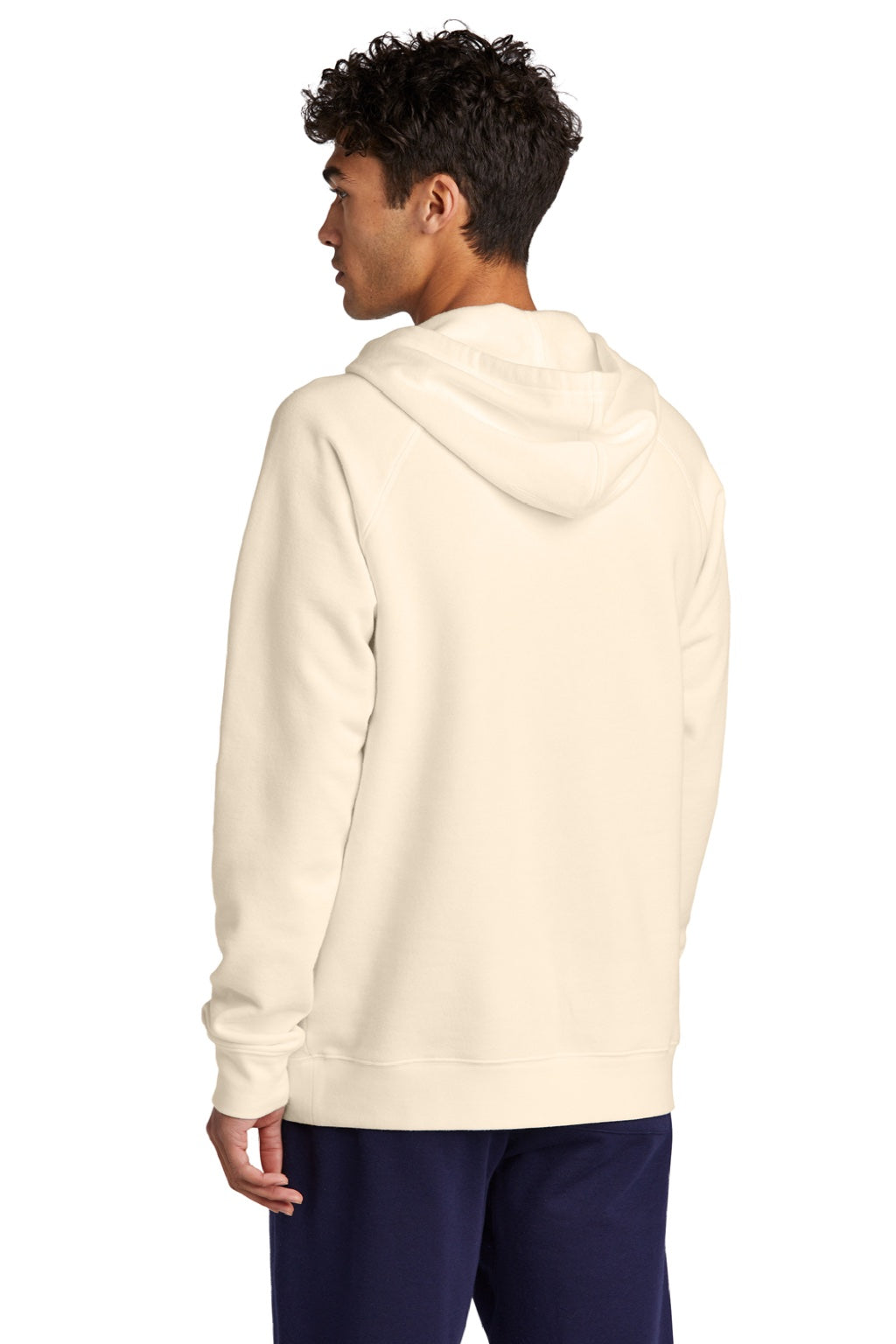 Sport-Tek STF200 Mens Drive Fleece Hooded Sweatshirt Hoodie w/ Pouch Pocket Ecru Model Back