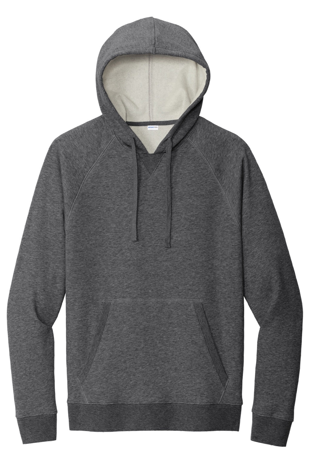 Sport-Tek STF200 Mens Drive Fleece Hooded Sweatshirt Hoodie w/ Pouch Pocket Heather Graphite Grey Flat Front