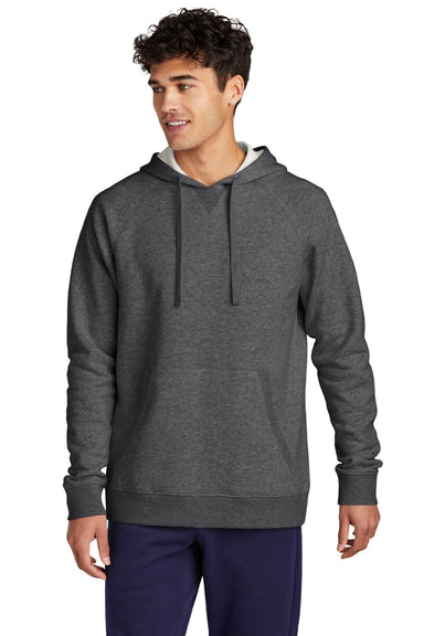 Sport-Tek STF200 Mens Drive Fleece Hooded Sweatshirt Hoodie w/ Pouch Pocket Heather Graphite Grey Model Front
