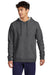 Sport-Tek STF200 Mens Drive Fleece Hooded Sweatshirt Hoodie w/ Pouch Pocket Heather Graphite Grey Model Front