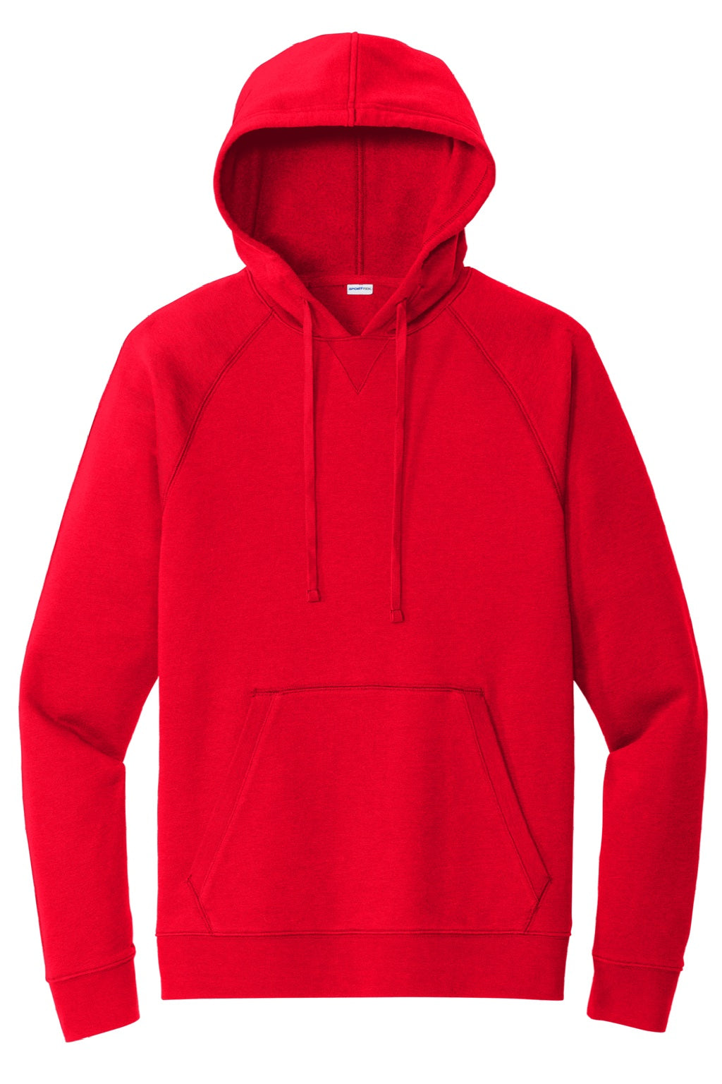 Sport-Tek STF200 Mens Drive Fleece Hooded Sweatshirt Hoodie w/ Pouch Pocket True Red Flat Front
