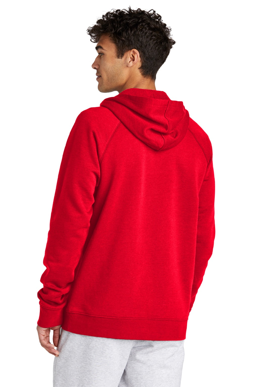 Sport-Tek STF200 Mens Drive Fleece Hooded Sweatshirt Hoodie w/ Pouch Pocket True Red Model Back