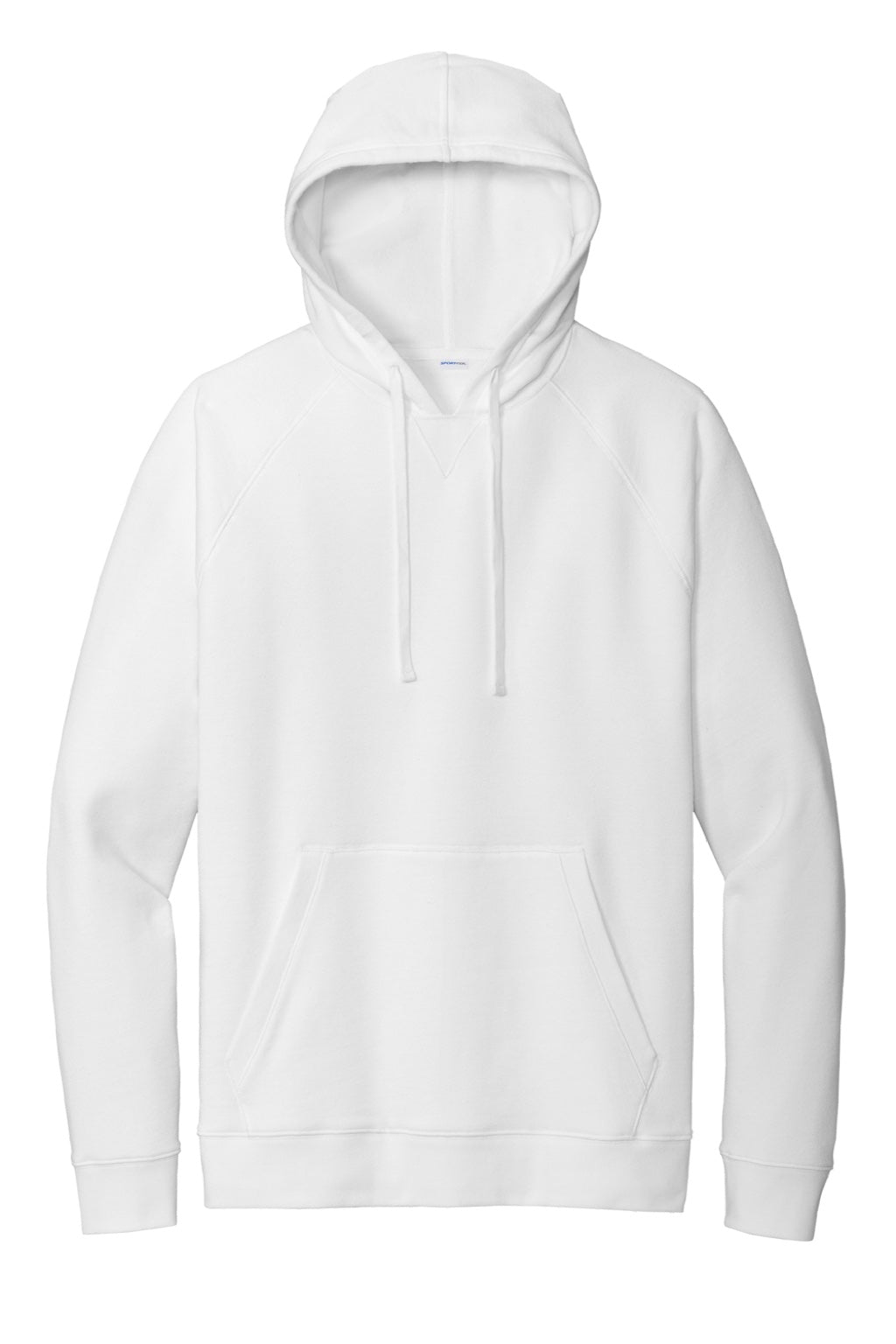 Sport-Tek STF200 Mens Drive Fleece Hooded Sweatshirt Hoodie w/ Pouch Pocket White Flat Front