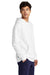 Sport-Tek STF200 Mens Drive Fleece Hooded Sweatshirt Hoodie w/ Pouch Pocket White Model Side
