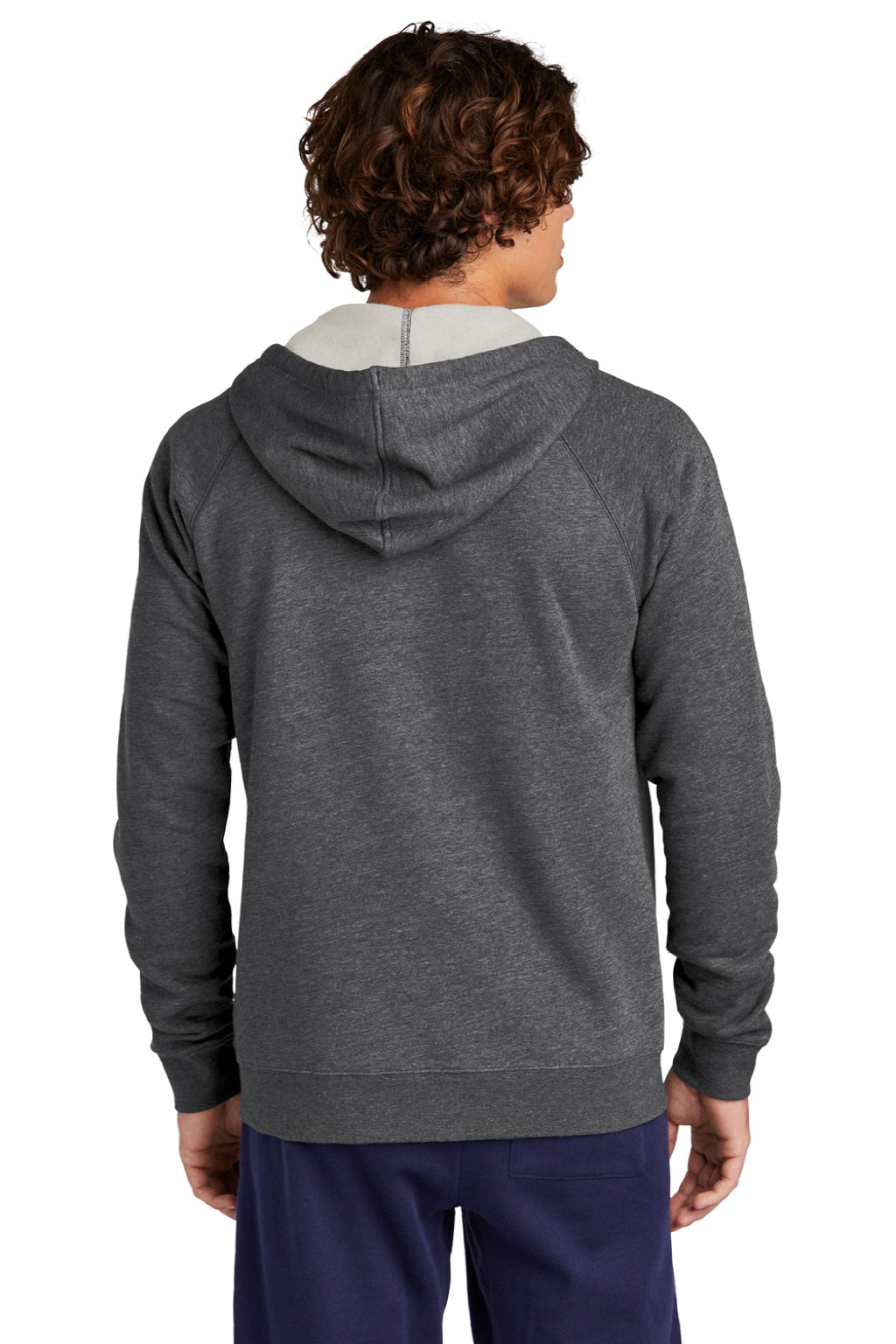 Sport-Tek STF201 Mens Drive Fleece Full Zip Hooded Sweatshirt Hoodie w/ Pockets Heather Graphite Grey Model Back