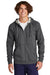 Sport-Tek STF201 Mens Drive Fleece Full Zip Hooded Sweatshirt Hoodie w/ Pockets Heather Graphite Grey Model Front