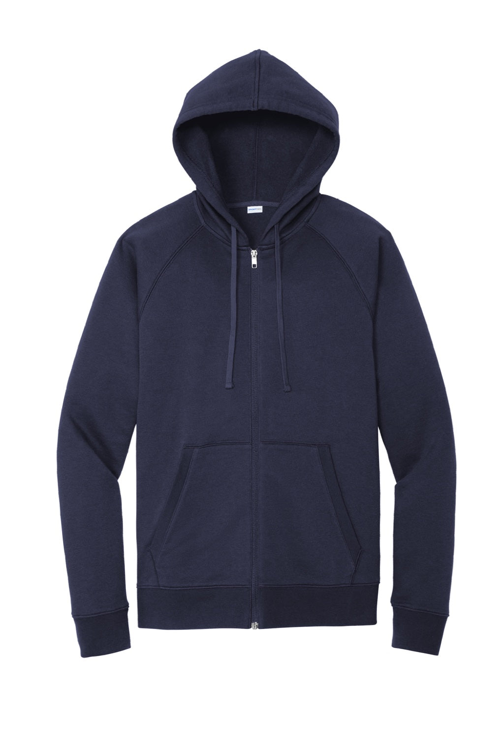 Sport-Tek STF201 Mens Drive Fleece Full Zip Hooded Sweatshirt Hoodie w/ Pockets True Navy Blue Flat Front