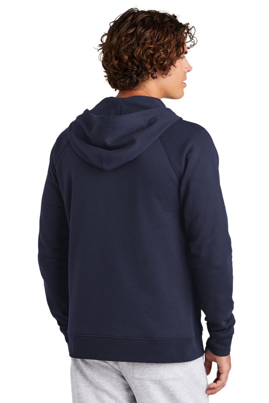 Sport-Tek STF201 Mens Drive Fleece Full Zip Hooded Sweatshirt Hoodie w/ Pockets True Navy Blue Model Back