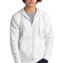Sport-Tek Mens Drive Fleece Full Zip Hooded Sweatshirt Hoodie w/ Pockets - White