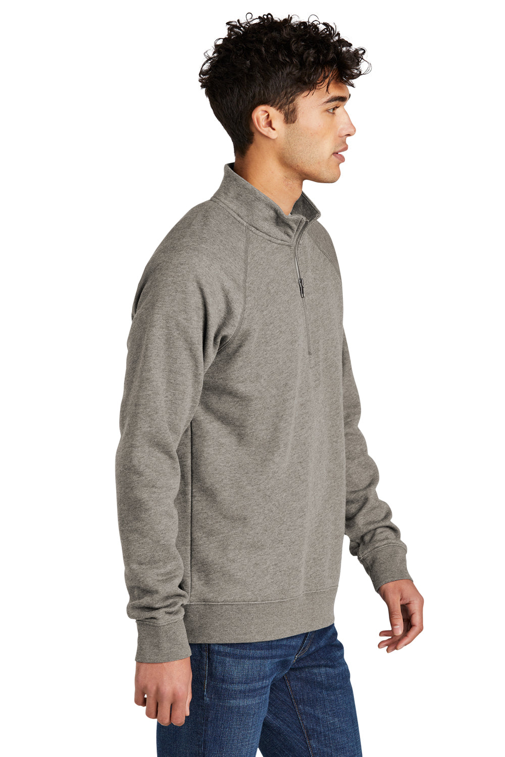 Sport-Tek STF202 Mens Drive Fleece 1/4 Zip Sweatshirt Heather Vintage Grey Model Side