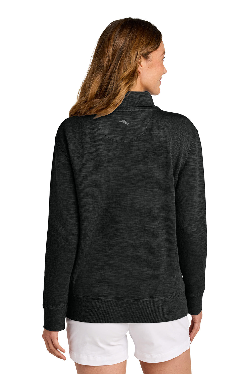 Tommy Bahama SW221983TB Womens Tobago Bay Full Zip Sweatshirt w/ Pockets Black Model Back
