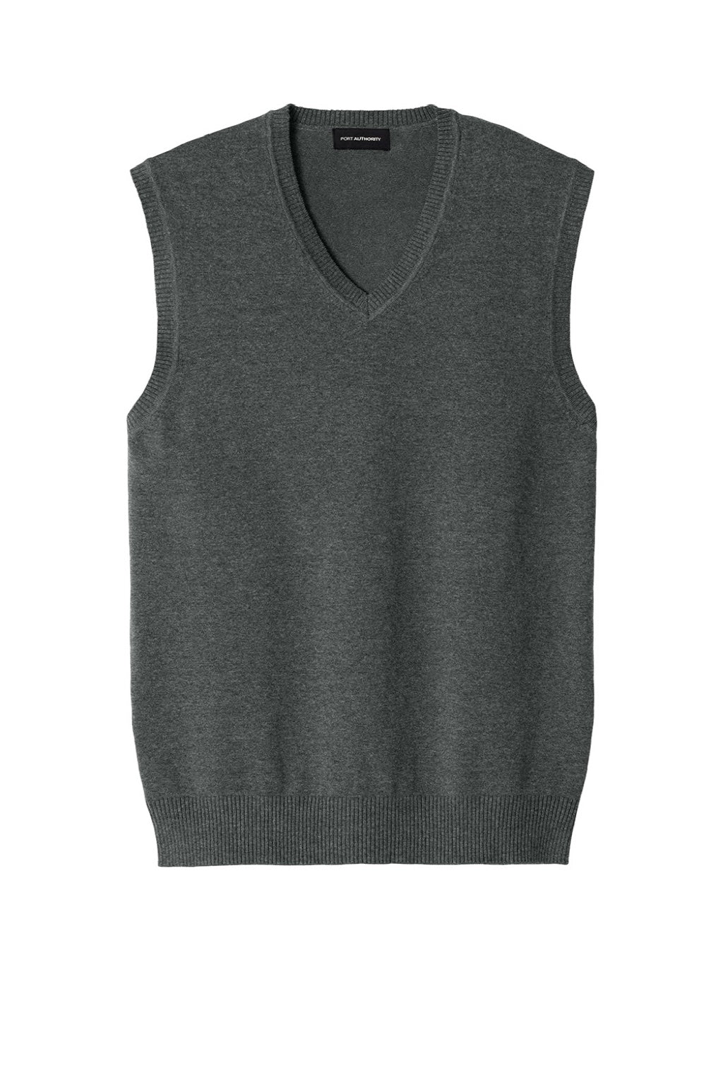 Port Authority SW2860 Mens Easy Care V-Neck Sweater Vest Heather Charcoal Grey Flat Front