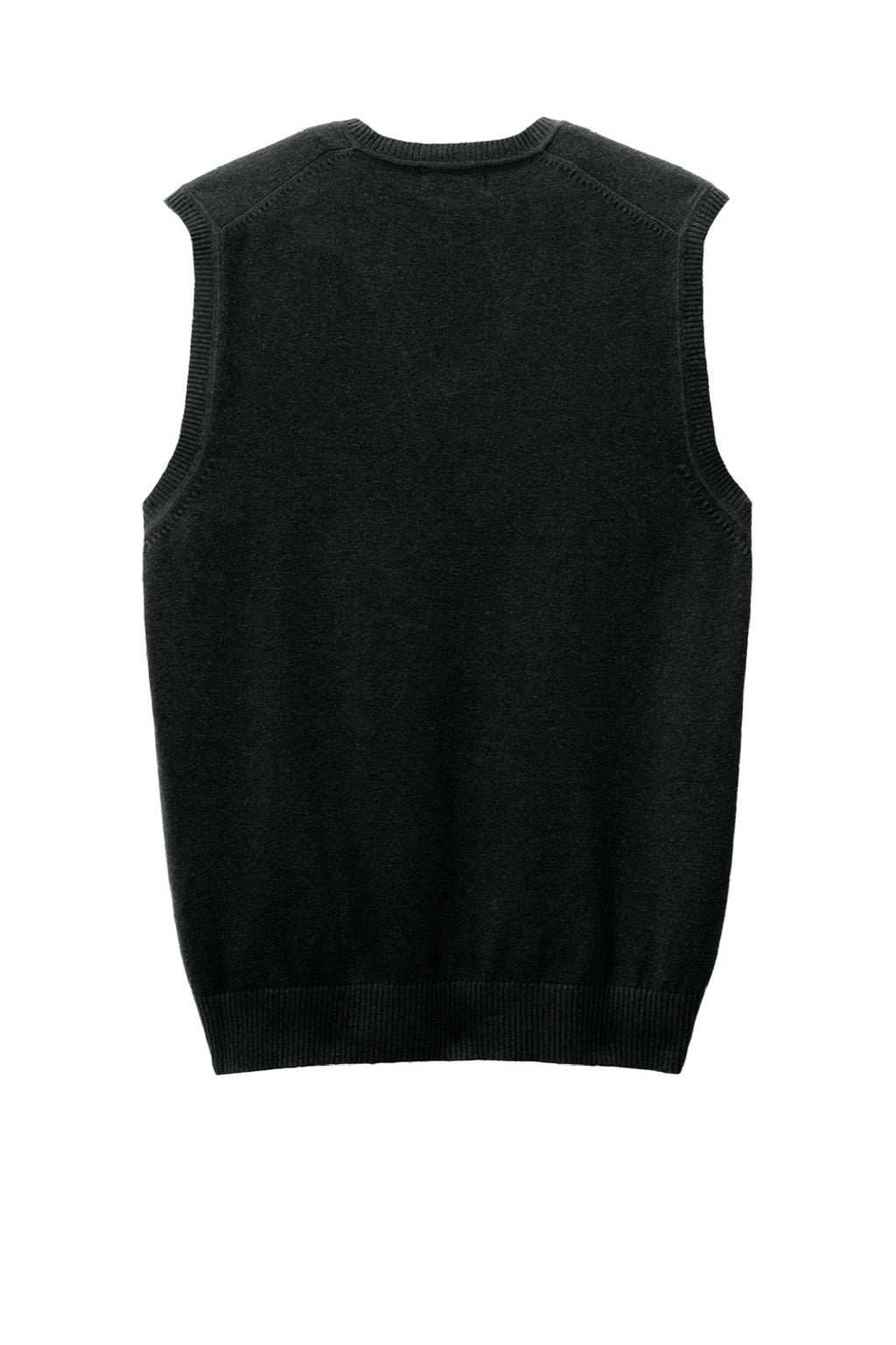 Port Authority SW2860 Mens Easy Care V-Neck Sweater Vest Deep Black Flat Back