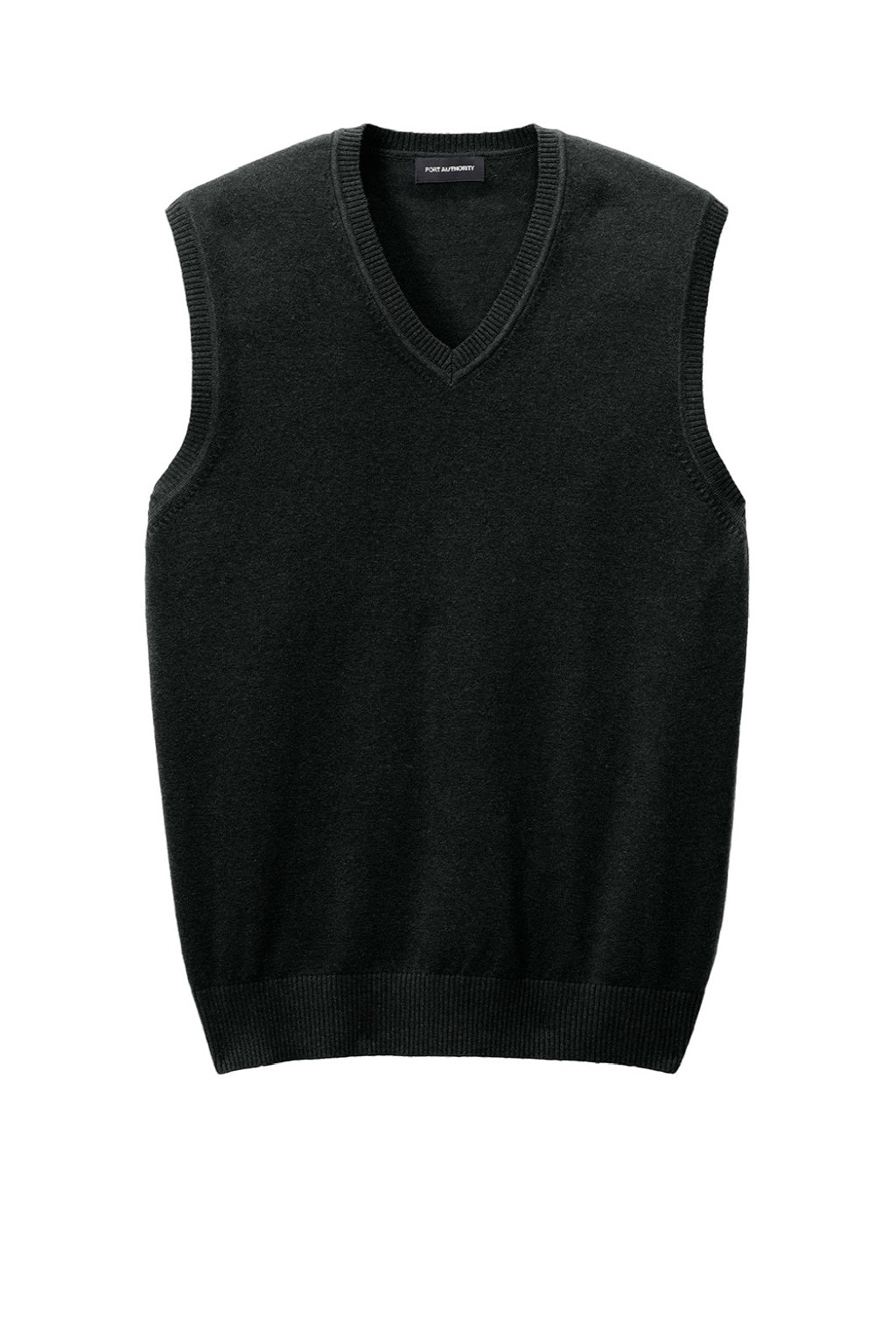 Port Authority SW2860 Mens Easy Care V-Neck Sweater Vest Deep Black Flat Front