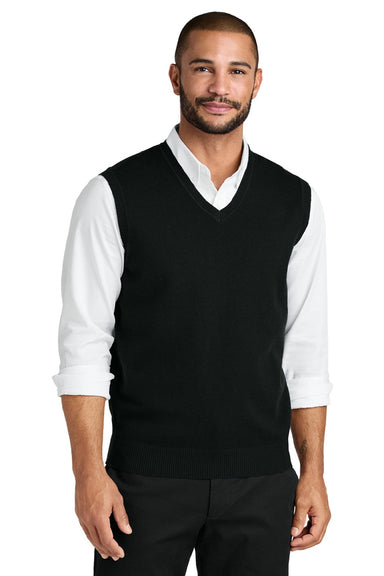 Port Authority SW2860 Mens Easy Care V-Neck Sweater Vest Deep Black Model Front