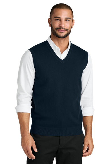 Port Authority SW2860 Mens Easy Care V-Neck Sweater Vest River Navy Blue Model Front