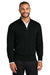 Port Authority SW2901 Mens Easy Care Long Sleeve Full Zip Sweater w/ Pockets Deep Black Model Front