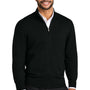 Port Authority Mens Easy Care Long Sleeve Full Zip Sweater w/ Pockets - Deep Black