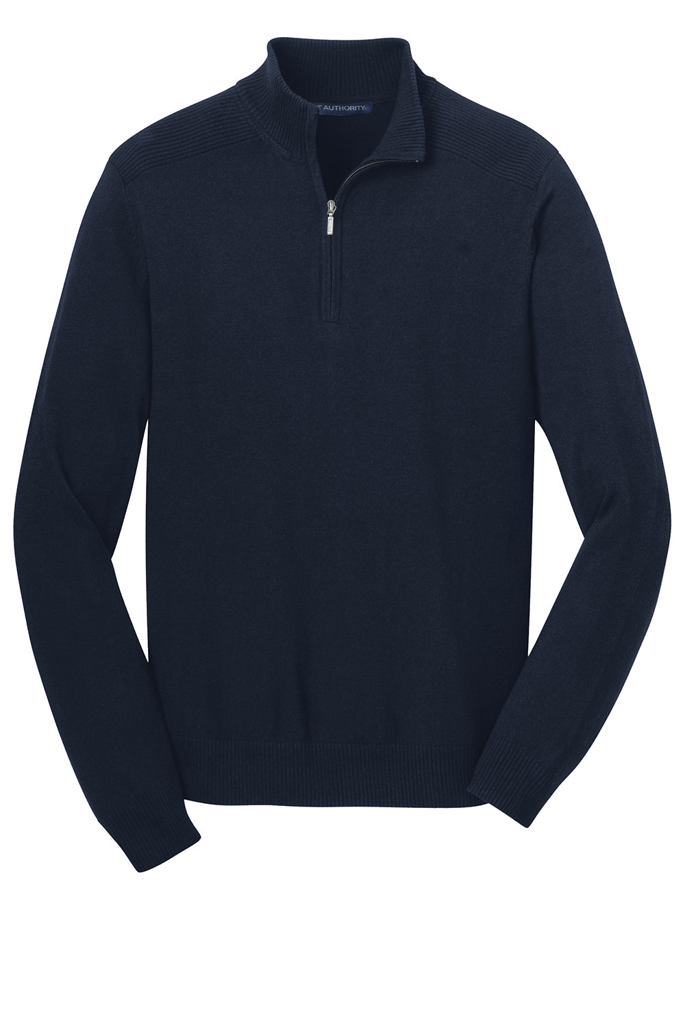 Port Authority SW290 Mens Long Sleeve 1/4 Zip Sweater Navy Blue Flat Front