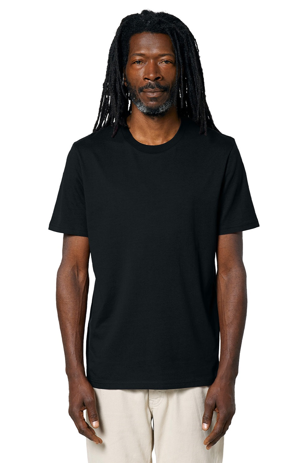 Stanley Stella SXU001 Mens Creator 2.0 Short Sleeve Crewneck T-Shirt Black Model Front