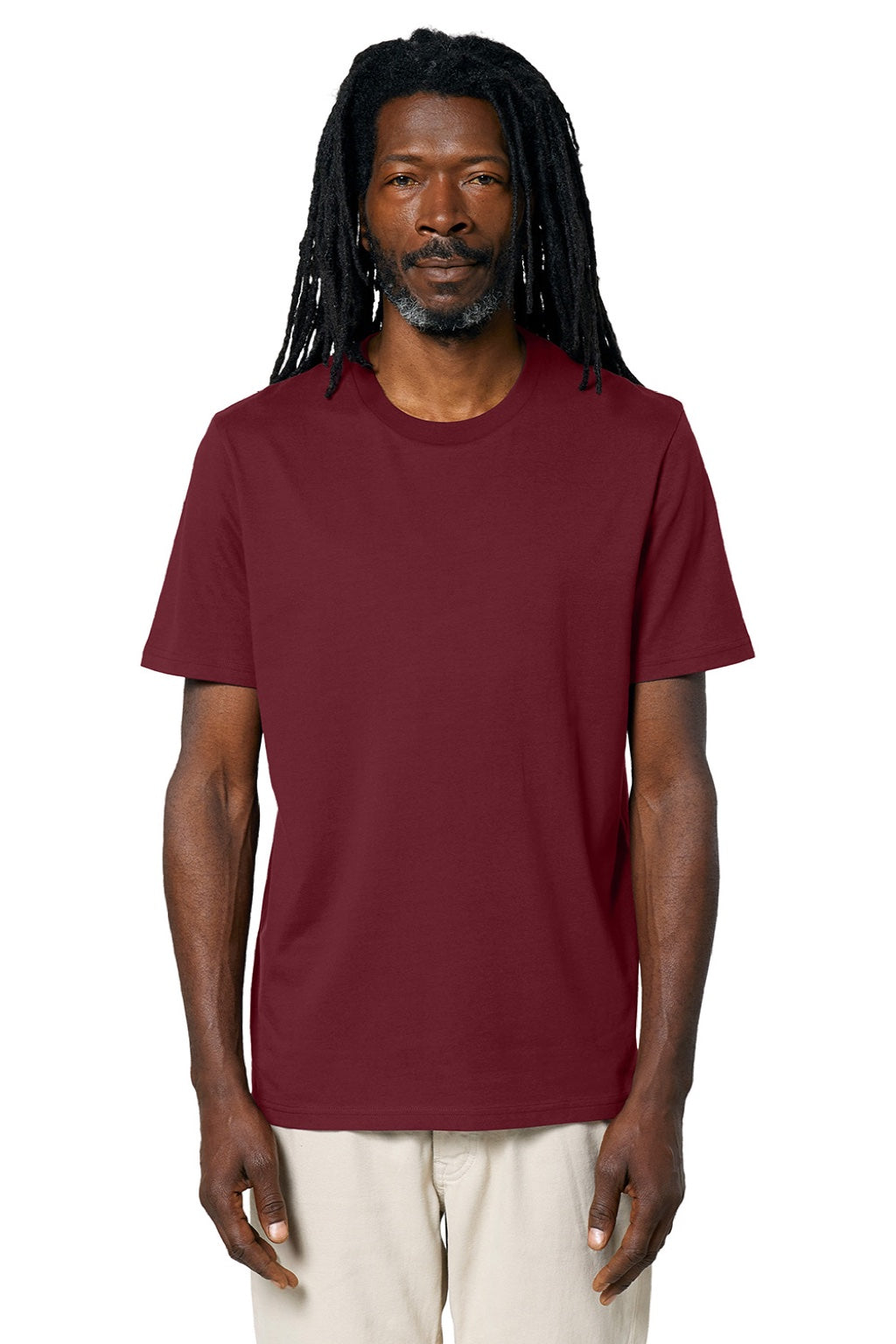 Stanley Stella SXU001 Mens Creator 2.0 Short Sleeve Crewneck T-Shirt Burgundy Model Front