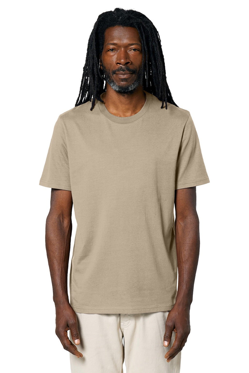 Stanley Stella SXU001 Mens Creator 2.0 Short Sleeve Crewneck T-Shirt Desert Dust Brown Model Front