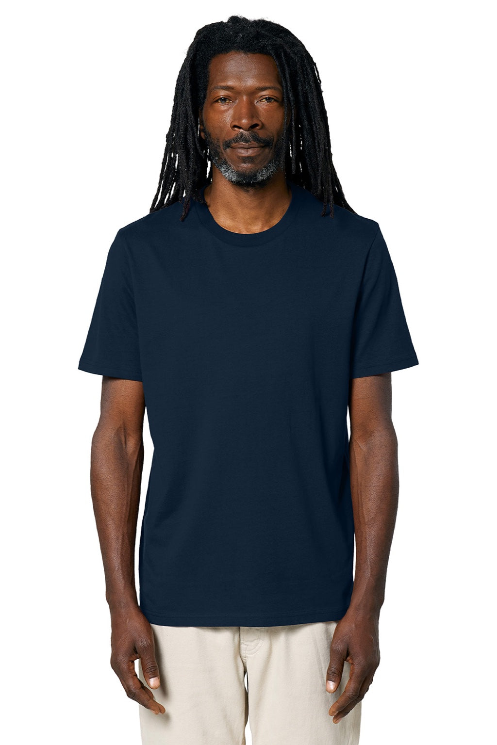 Stanley Stella SXU001 Mens Creator 2.0 Short Sleeve Crewneck T-Shirt French Navy Blue Model Front