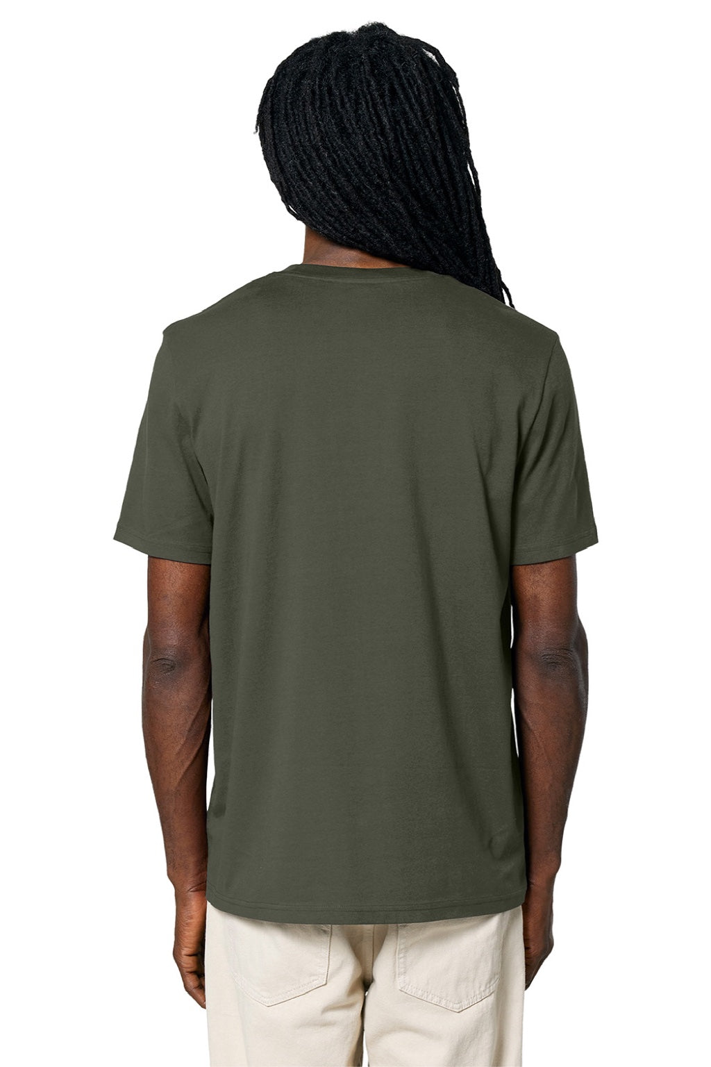 Stanley Stella SXU001 Mens Creator 2.0 Short Sleeve Crewneck T-Shirt Khaki Green Model Back