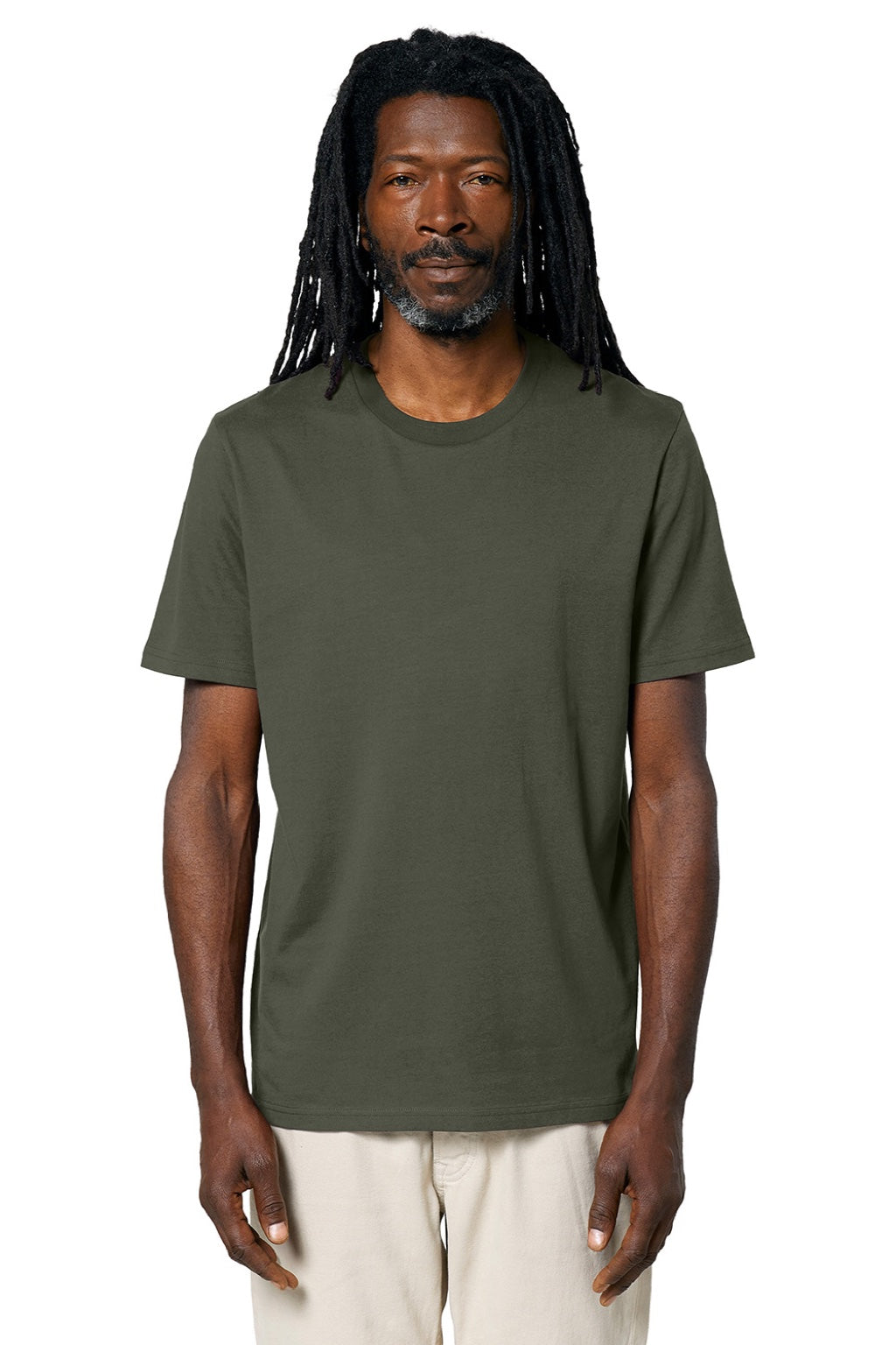 Stanley Stella SXU001 Mens Creator 2.0 Short Sleeve Crewneck T-Shirt Khaki Green Model Front
